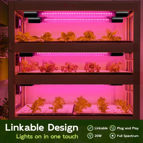 Vista 5 de Hlite Paquete de 2 luces LED de cultivo de 16 pulgadas, luces de cultivo enlazables para plantas de interior, luces de plantas de espectro completo