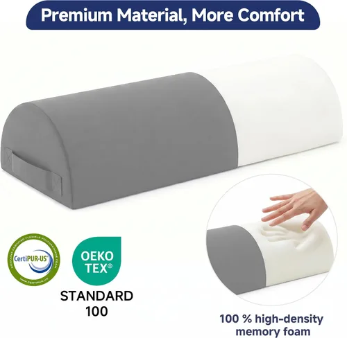 Vista 6 de Knee Pillow for Back Sleeping, Cooling Cover Bolster Pillow for Legs, Memory Foam Under Knee Pillow for Sleeping on Back, Half Moon Design for Foot