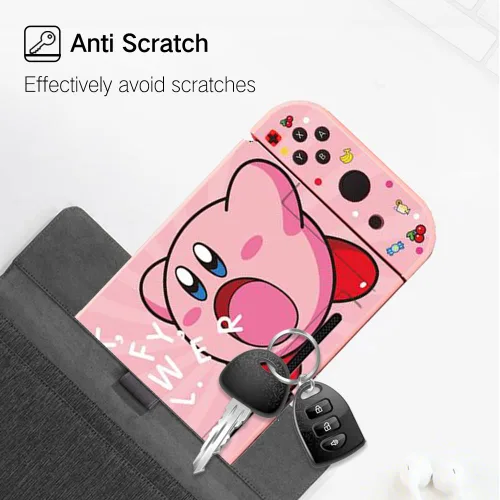 Vista 2 de PERFECTSIGHT Funda protectora compatible con Nintendo Switch Cute Kirbi Funda delgada antiarañazos a prueba de golpes para NS Switch y Joy-Con