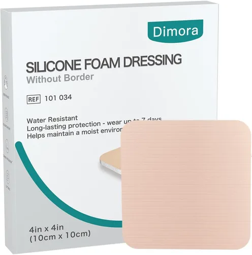 Vista 13 de Dimora Apósitos de Espuma de Silicona Sin Borde Paquete de 10 - 3" x 3" Altamente Absorbentes Adhesivos Impermeables para Heridas, Almohadillas
