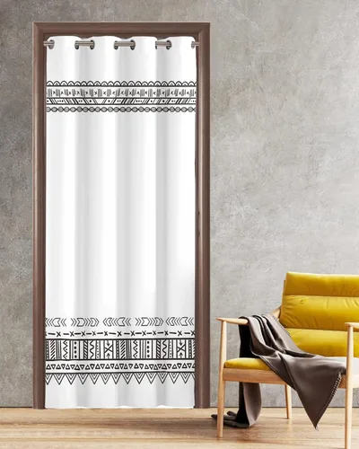 Vista 8 de Cortina opaca bohemia para puerta de 80 pulgadas de largo para dormitorio, con aislamiento térmico, ojales, cortinas opacas con mandala, orquídea