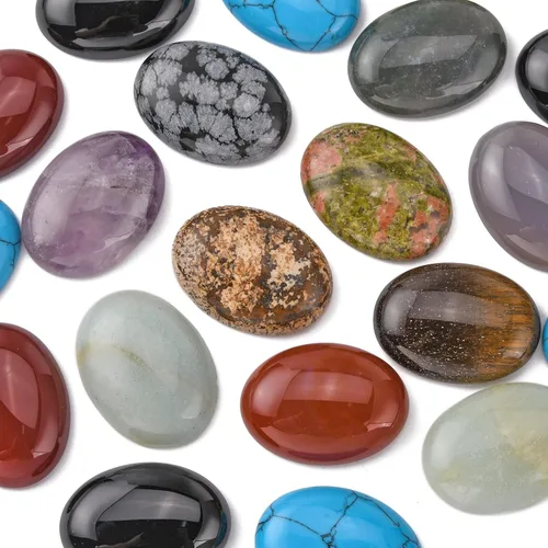 Vista 13 de Crafans Flat Back Gemstone Oval Cabochons Natural Stone Cabochons Healing Power Stone Chakra Crystal for Crafts DIY Jewelry Making Supplies