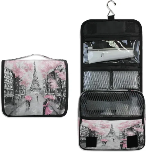 Vista 8 de Neceser colgante con calavera, piña, arco iris, baloncesto, portátil, para viajes, cosméticos, maquillaje, baño, ducha, afeitado, bolsa organizadora