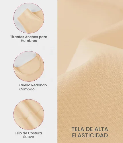 Vista 5 de Gotoly Camiseta de compresión para hombre, chaleco moldeador de cuerpo Beige