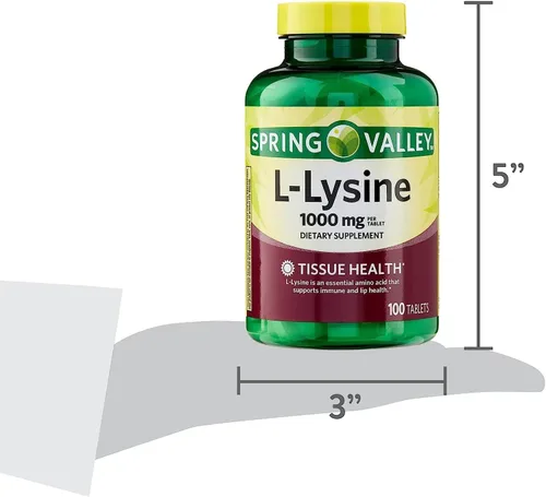 Vista 5 de SPEC Suplementos de aminoácidos de lisina, 1 tableta por porción, Spring Valley L-Lisina apoya un sistema inmunológico saludable* 100