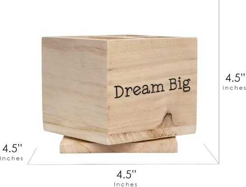 Vista 8 de American Art Decor Organizador de escritorio giratorio de madera para bolígrafos, lápiz, tijeras, soporte para bolígrafos de mesa de estudio