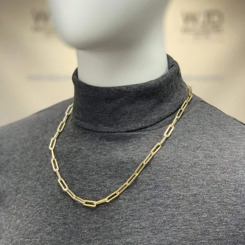 Vista 2 de WJD Exclusives Collar de cadena alargada de clip de oro amarillo de 14 quilates de 0.236 in de 16 a 30 pulgadas