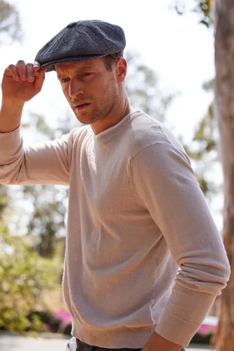 Vista 4 de Sombrero clásico de 8 paneles de mezcla de lana Newsboy Snap Brim Collection para hombre 2317-gris oscuro