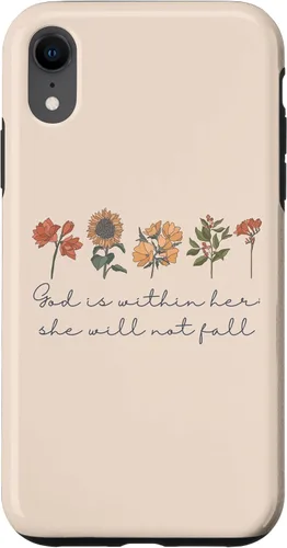 Vista 25 de God is Within Her She Will Not Fall Psalms 46:5 Boho Flowers Case for iPhone 17