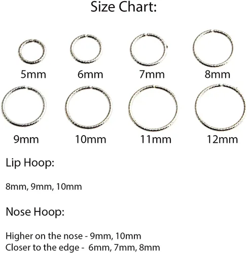 Vista 59 de Aretes de plata de ley abiertos para cartílago, tragus, delgados, calibre 22