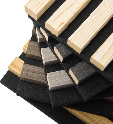 Vista 28 de Art3d Paquete de 2 paneles acústicos de madera de 48 x 24 pulgadas para pared, paneles de listones de madera insonorizados para pared y techo