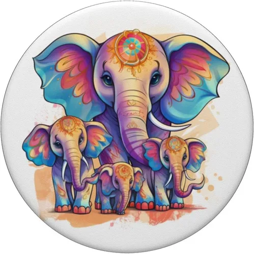 Vista 3 de Cute 3 Kids Mama Elephant - Madre de 3 niños niños PopSockets intercambiables PopGrip