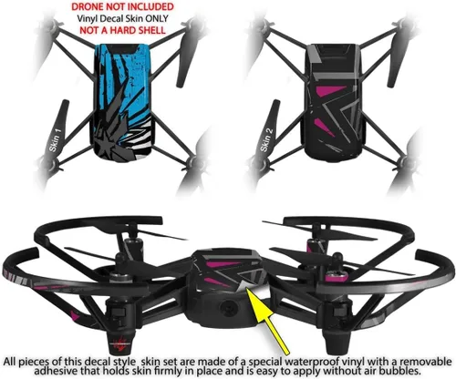 Vista 2 de Skin Wrap 2 Pack para DJI Ryze Tello Drone baja 0040 azul medio Drone No Incluidas