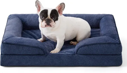Vista 9 de Made4pet - Cama grande para perro, sofá ortopédico de espuma para perros, sofá cama para mascotas de 38 pulgadas con funda impermeable lavable, Gris