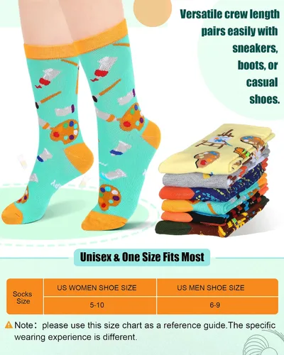 Vista 4 de Berlune 6 pares de calcetines de vestir novedosos para hombres y mujeres, escritores, cartero, agente inmobiliario, pintor, calcetines