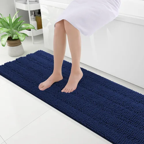 Vista 18 de Grandaily Alfombras de baño de felpilla a rayas de 24 x 16 pulgadas, extra gruesas y suaves, absorbentes, parte trasera de goma, alfombra de ducha