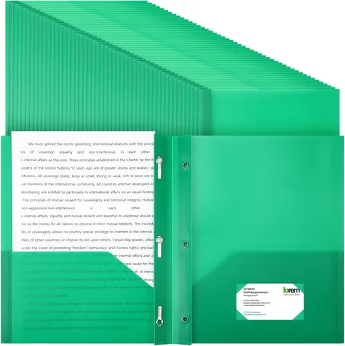 Vista 12 de Cholemy Paquete de 72 carpetas de bolsillo con puntas, carpetas de plástico resistente con ranura para tarjetas de visita, sujetadores de 3 puntas