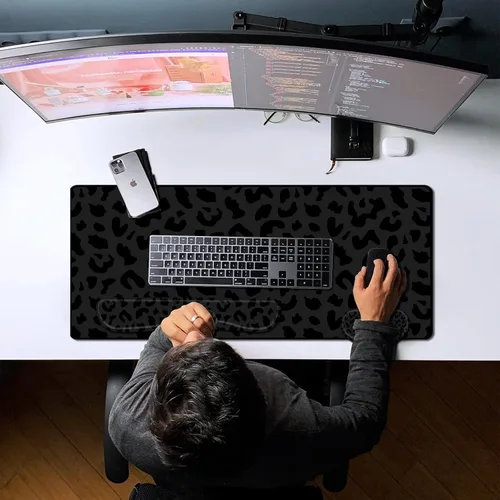 Vista 6 de Juego de 3 Alfombrillas Grandes para Mouse Gaming, Soporte para Reposamuñecas de Mouse y Teclado, Alfombrilla Extendida para Mouse de Laptop