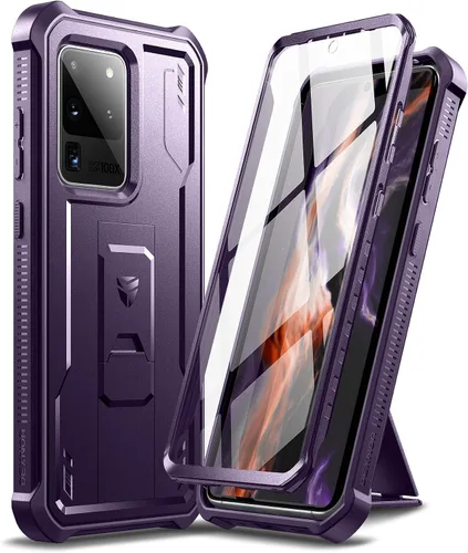Vista 12 de Dexnor Funda de cuerpo completo para Samsung Galaxy S20 Ultra de 6.9 pulgadas, protector de pantalla y soporte integrados, protección de grado