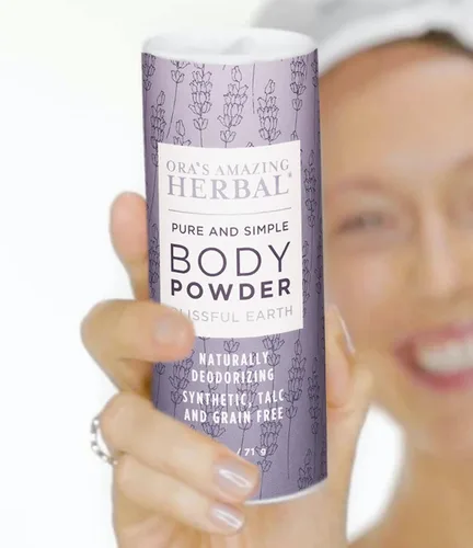 Vista 6 de Polvo corporal natural Ora's Amazing Herbal sin talco para mujeres, paquete variado con aceites esenciales, sin talco ni maíz, sin granos, polvo