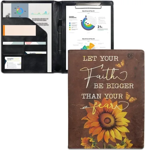 Vista 8 de Flashideas Organizador de padfolio de flores azules y rosadas, carpeta de negocios, carpeta de negocios, organizador de documentos para entrevista