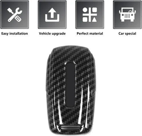 Vista 4 de RAZPOY Funda para llavero RAM, cubierta de control remoto de fibra de carbono, protector de llave inteligente, funda de carcasa para Dodge RAM 1500