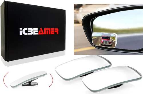 Vista 7 de ICBEAMER Espejo retrovisor lateral trasero en forma de abanico para punto ciego trasero del automóvil [Paquete de 2 juegos], diseño giratorio de 360