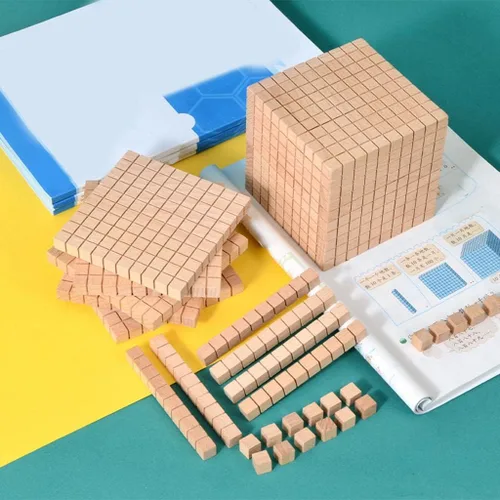 Vista 5 de Gazechimp Montessori DIY Base de madera de diez bloques de matemáticas manipulativas matemáticas tempranas aprendizaje matemático, paquete B