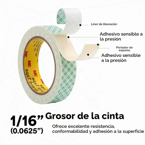 Vista 3 de 3M 4016, cinta adhesiva de doble revestimiento de espuma de uretano (varios tamaños), 1