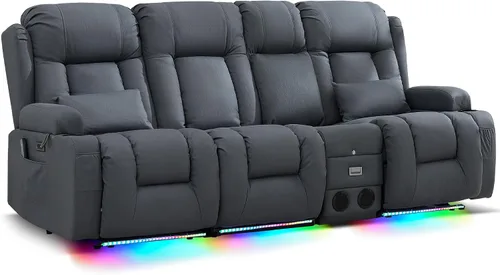 Vista 41 de URRED Sofá reclinable Power Loveseat con masaje y calor, gris ceniza