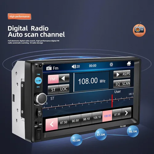 Vista 2 de Estéreo de coche Bluetooth doble DIN NHOPEEW, radio de coche con pantalla táctil HD de 7 pulgadas con soporte para cámara de respaldo, compatible