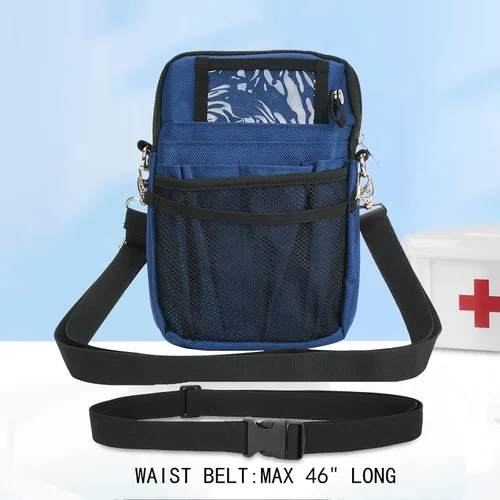 Vista 7 de Riñonera para enfermera con soporte para cinta, bolsa de bolsillo para equipo médico con múltiples compartimentos, bolsa organizadora de enfermería