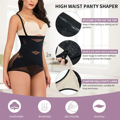 Vista 3 de YERKOAD Bragas con control de abdomen para mujer, moldeador de glúteos, cintura alta, moldeador de cuerpo, ropa interior sin costuras