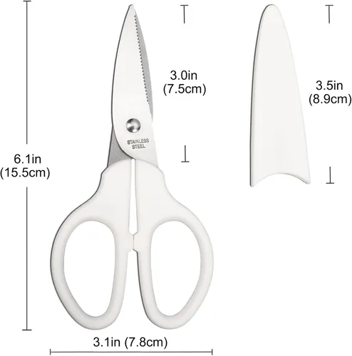 Vista 11 de YOUGUOM - Tijeras blancas de 6 pulgadas, multiusos, para oficina, escuela, manualidades, costura Comfort Grip, Stainless Blades, Left/Right Hand