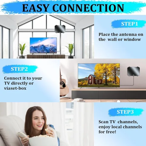 Vista 5 de Antena de TV mejorada 2026 para Smart TV, antena interior para canales