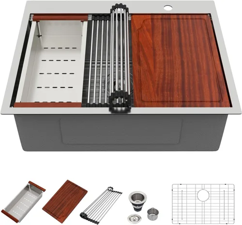Vista 39 de Fregadero de cocina para exteriores 15 x 15 pulgadas, fregadero de bar de 15 x 15 pulgadas, fregaderos de cocina de acero inoxidable de calibre 16