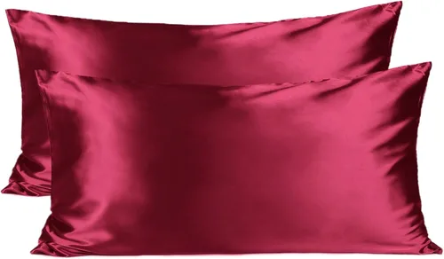 Vista 16 de Yanibest Funda de almohada de satén, fundas de almohada de seda para cabello y piel con cremallera, juego de 2 fundas de almohada estándar para 20 x
