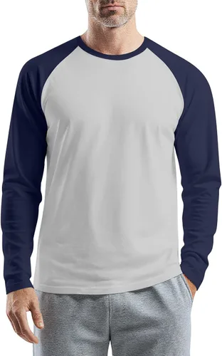 Vista 18 de Camisas de manga larga para hombre, camiseta casual de cuello redondo, suave, elástica, M-3XL
