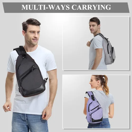 Vista 2 de VASCHY Bolso bandolera para hombres y mujeres, una correa sobre el hombro, mochila cruzada para el pecho, para senderismo, viajes, exteriores