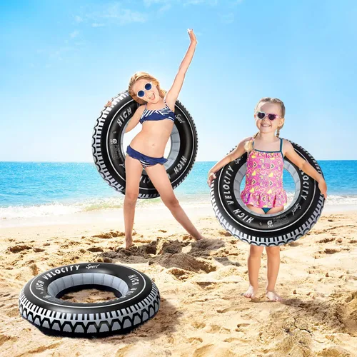 Vista 4 de Tubos inflables para neumáticos, flotadores de piscina para adultos y niños, anillos de natación, río, balsa, camión, carreras, automóvil