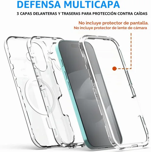 Vista 6 de AICase Funda transparente para iPhone 17 [compatible con MagSafe] resistente protección contra caídas, cuerpo completo, a prueba de golpes, a prueba
