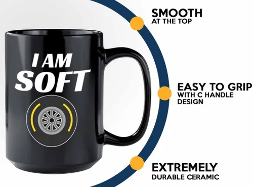 Vista 4 de Taza de café Racer de 15 onzas, color negro, I'm Soft, Fuel Speed Racer Car Guys Circuit Automotriz Racing Boy Regalos para él, papá, hombres, novio