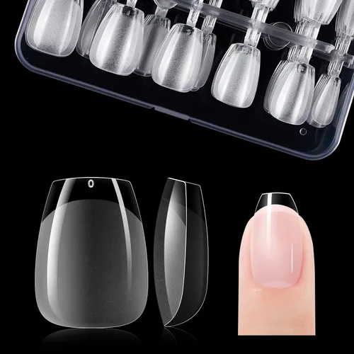 Vista 15 de Gelike ec Puntas de uñas extra cortas en forma de almendra: 120 piezas de puntas de gel suave para puntas de uñas de gel de cubierta completa