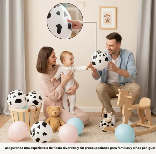 Vista 5 de LOVESTOWN 100 globos con estampado de vaca, globos de látex de animales