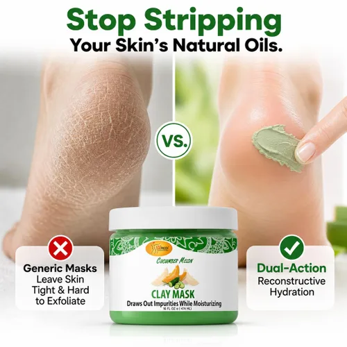 Vista 2 de SPA REDI Máscara híbrida de arcilla para pies – Exfoliación de callos y pedicura desintoxicante para pies ásperos y secos Bentonita, piedra pómez