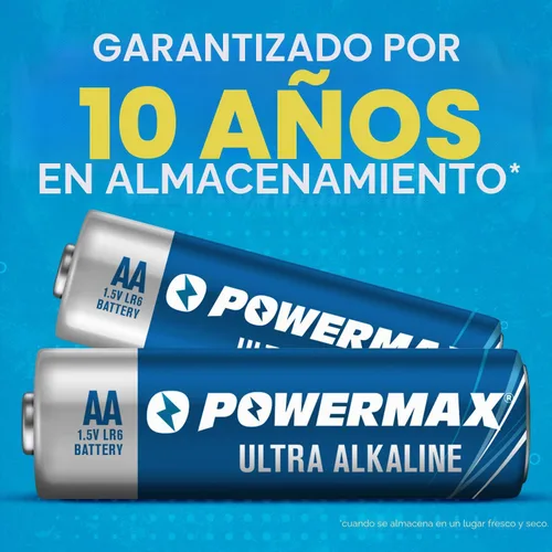 Vista 2 de Powermax 12 pilas AA dobles, paquete de ampollas alcalinas de larga duración para el hogar y la oficina, 10 años de vida útil