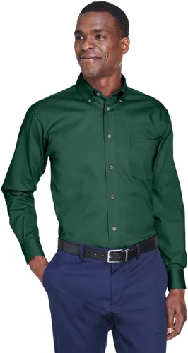 Vista 2 de para hombre camisa de sarga de manga con Antimancha, azul marino
