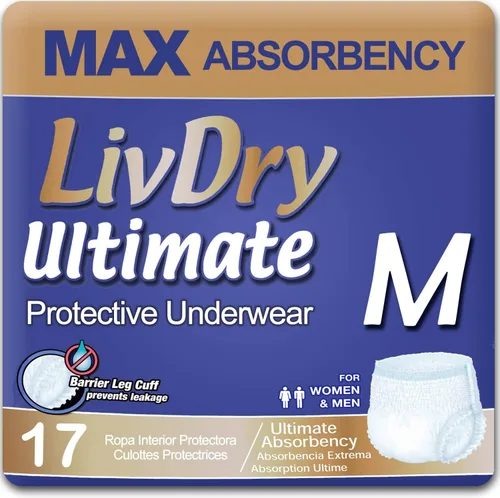 Vista 15 de LivDry Ultimate - Ropa interior para incontinencia para adultos, alta absorción, protección contra fugas, talla S, paquete de 18