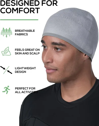 Vista 3 de SAAKA Gorro de bambú. Suave y ligero. Correr, deportes de nieve. Gorra de calavera para hombres y mujeres