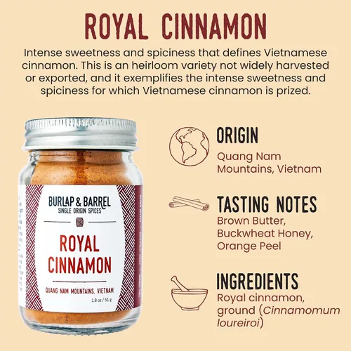 Vista 2 de Burlap & Barrel Royal Cinnamon – Dulzura intensa y picante de canela vietnamita en polvo y especias – Como se ve en Shark Tank – Tarro de vidrio